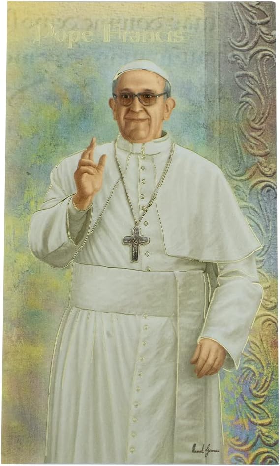 VILLAGE GIFT IMPORTERS Prayer Card Pamphlets | Two Pages of Biography Information and Prayers | Catholic Religious Figures | Great Christian for First Holy Communion and Confirmation (Pope Francis)