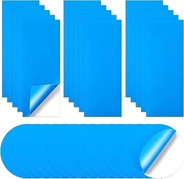 Outus Pool Patches Kit - 30 Blue Inflatable Patch Repair Kit Rectangular & Round Shapes Vinyl Patch for Air Mattress, Bounce House, Inflatable Toys, Tent, Swimming Ring