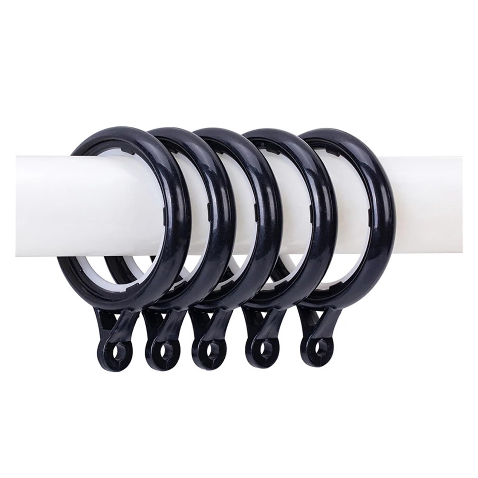Curtain Grommets 200Pcs Curtain Rings Plastic Noise-free Drapery Hooks Sliding Eyelet Nanoscale Silencing Accessories for Curtains Drape(Black)