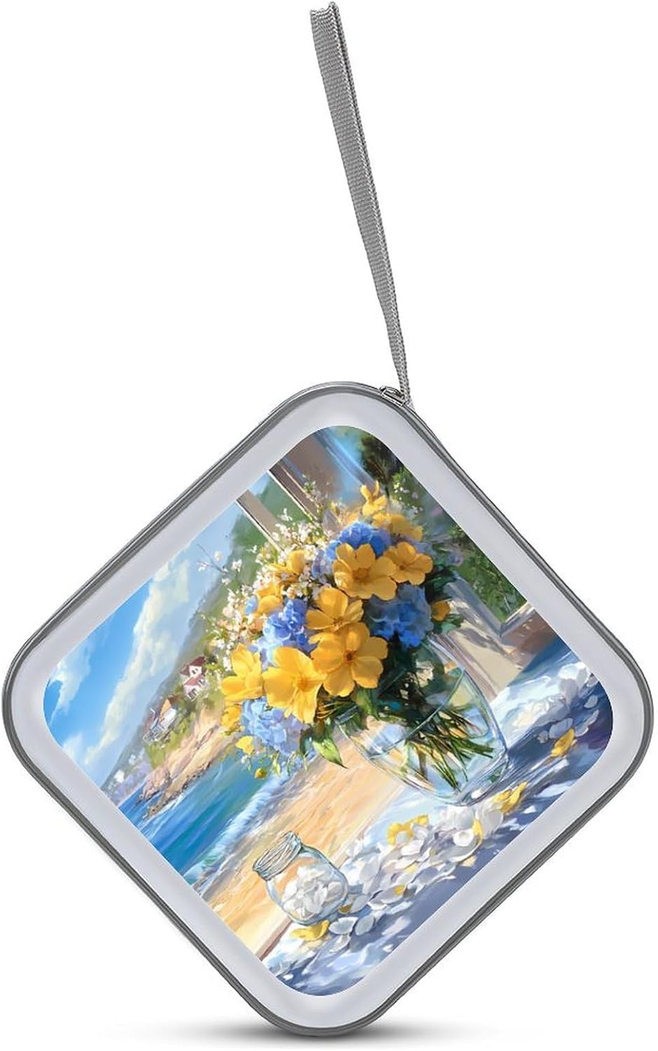 Seaside Bouquet Hydrangea Flowers CD Case Portable DVD Storage Box CD Wallet Holder Binder Organizer for Car Home