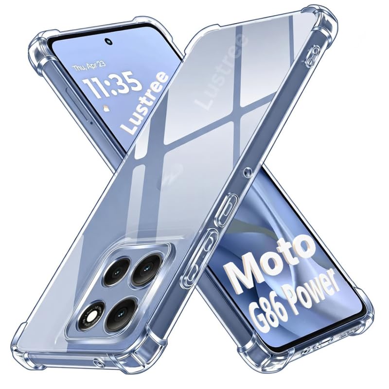 Image of Lustree Back Cover Transparent Case Compatible with Motorola G86 Power 5G | Clear + TPU Case with 4 Corner Air Cushion Protection & Camera Protection | Slim& Stylus Cover