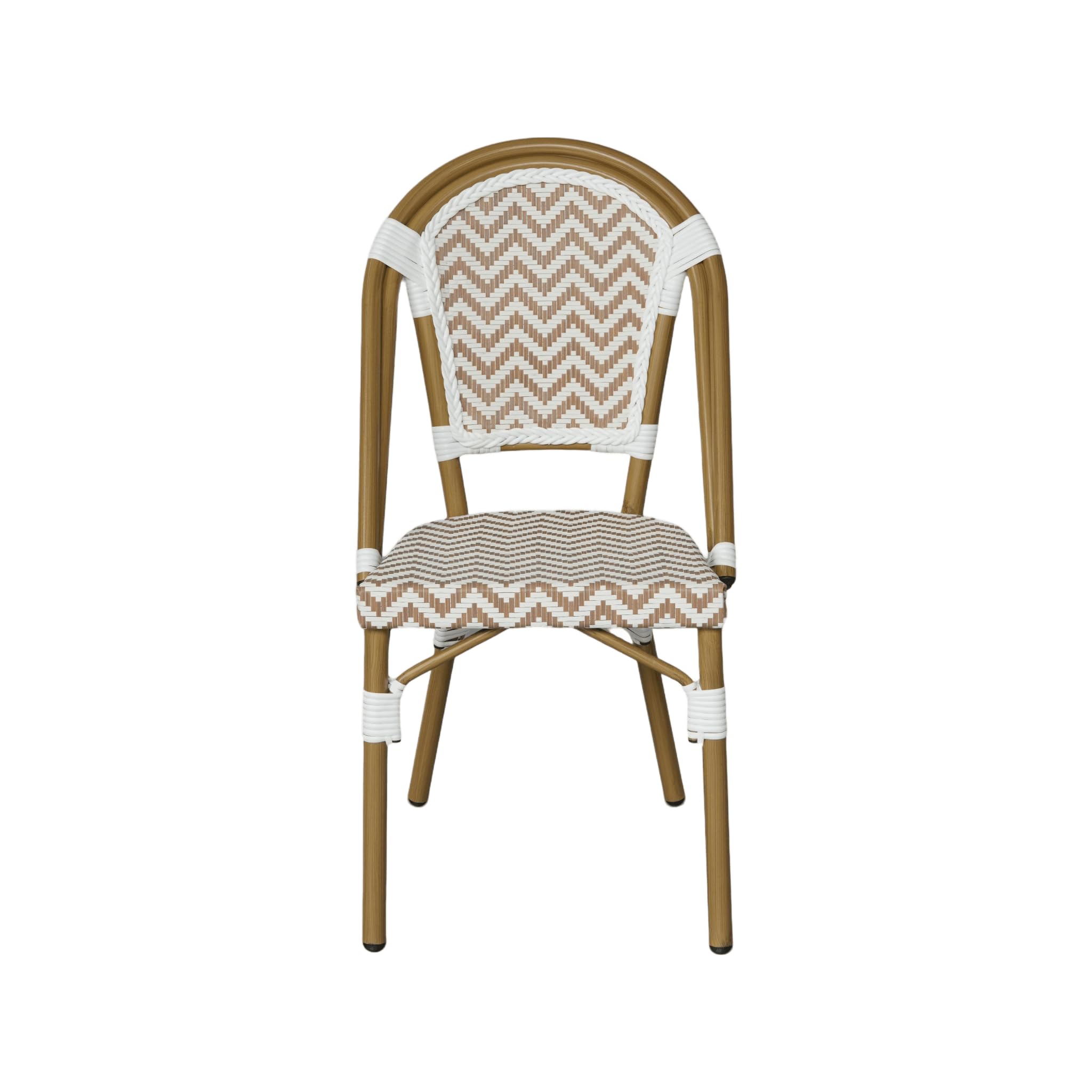 Rebecca Mobili Lot de 2 Chaises de Jardin en Aluminium, Chaises de Repas Extérieur Empilables, Marron et Blanc, Design Classique – Dimensions HxLxP : 85 x 46 x 57 cm – Art. RE7265