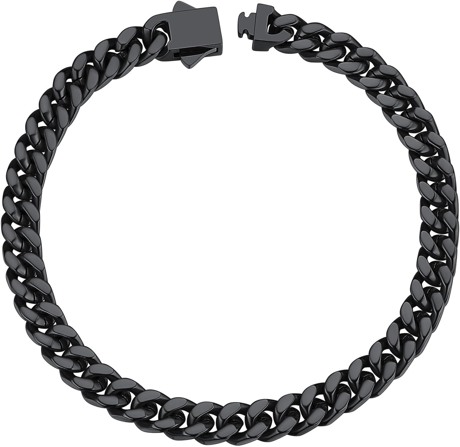 'ChainsHouse Stainless Steel Cuban Link Bracelet for Men, 5mm/7mm/9mm/12mm Width, 7.5''/8.3''/9'' Length, Black/18K Gold Plated Chain Wrist Bracelets for Men, with Gift Box'