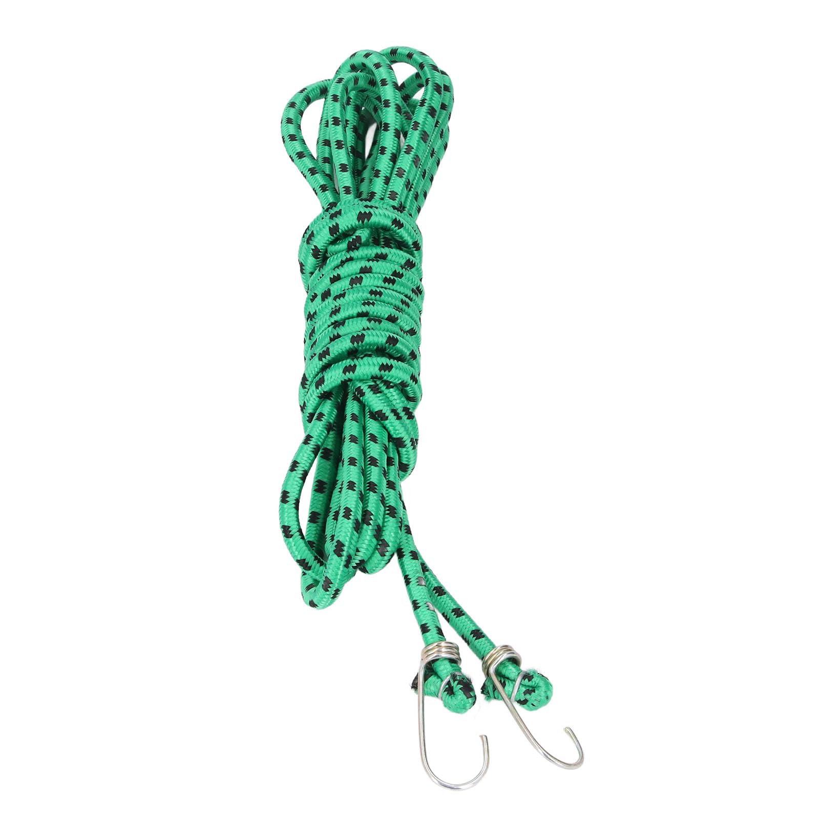 Corda elastica da 5 pezzi da 20 piedi, corda elastica in gomma ispessita verde con ganci resistenti, fissaggio sicuro per teloni, mobili e bagagli, ganci rivestiti per uso interno