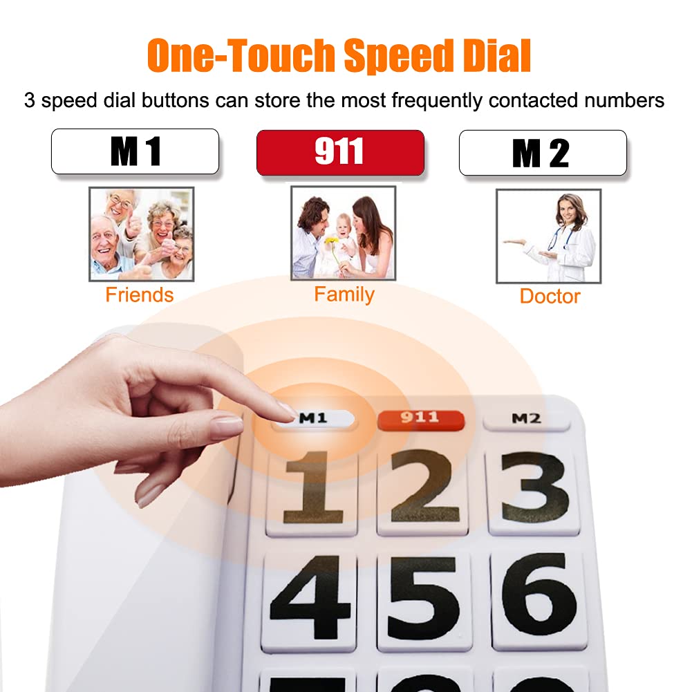 P-54 - Telefono fisso con tasti extra large per anziani e anziani, con composizione rapida e tasti grandi, facile da programmare