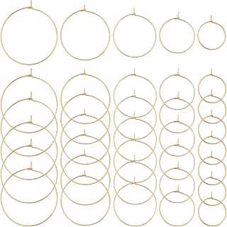 SUNNYCLUE 1 Box 100pcs Real 18K Gold Plated Earrings Rings Bulk 20/25/30/35/40mm 316 Stainless Steel Wine Glass Charms Rings Wine Charms for Wedding Birthday Party Festival Favors Drinks