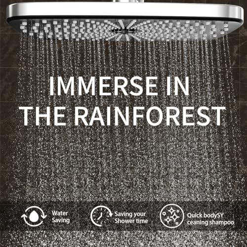 Image of High Pressure Shower Head with Handheld, Upgrade Rain Shower Heads with Fixed Showerhead Combo, 10 Sprays Handheld Shower Head Built in Power Jets, 71 inch Long Hose, Chrome Silver