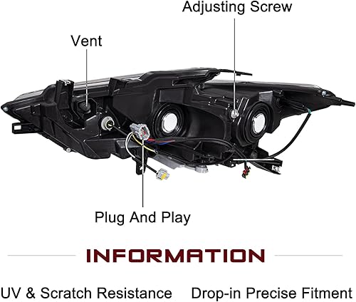 Miniatura 3 de JSBOYAT Conjunto de faros delanteros compatible con Nissan Maxima SSLSV 2016-2018 con proyector LED DRL, lado del conductor y del pasajero (carcasa