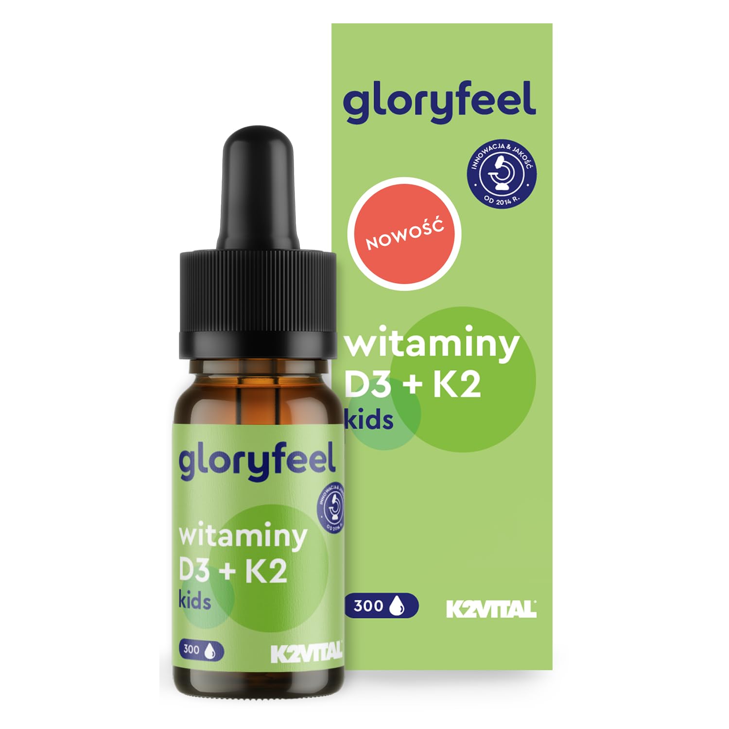 Witamina D3 K2 krople dla dzieci - 25 µg witaminy K (K2VITAL® od Kappa) i 500 j.m. witaminy D - dla odporności, kości i zębów dzieci * - 100% wegańskie, 10 miesięcy zapasu - testowane laboratoryjnie