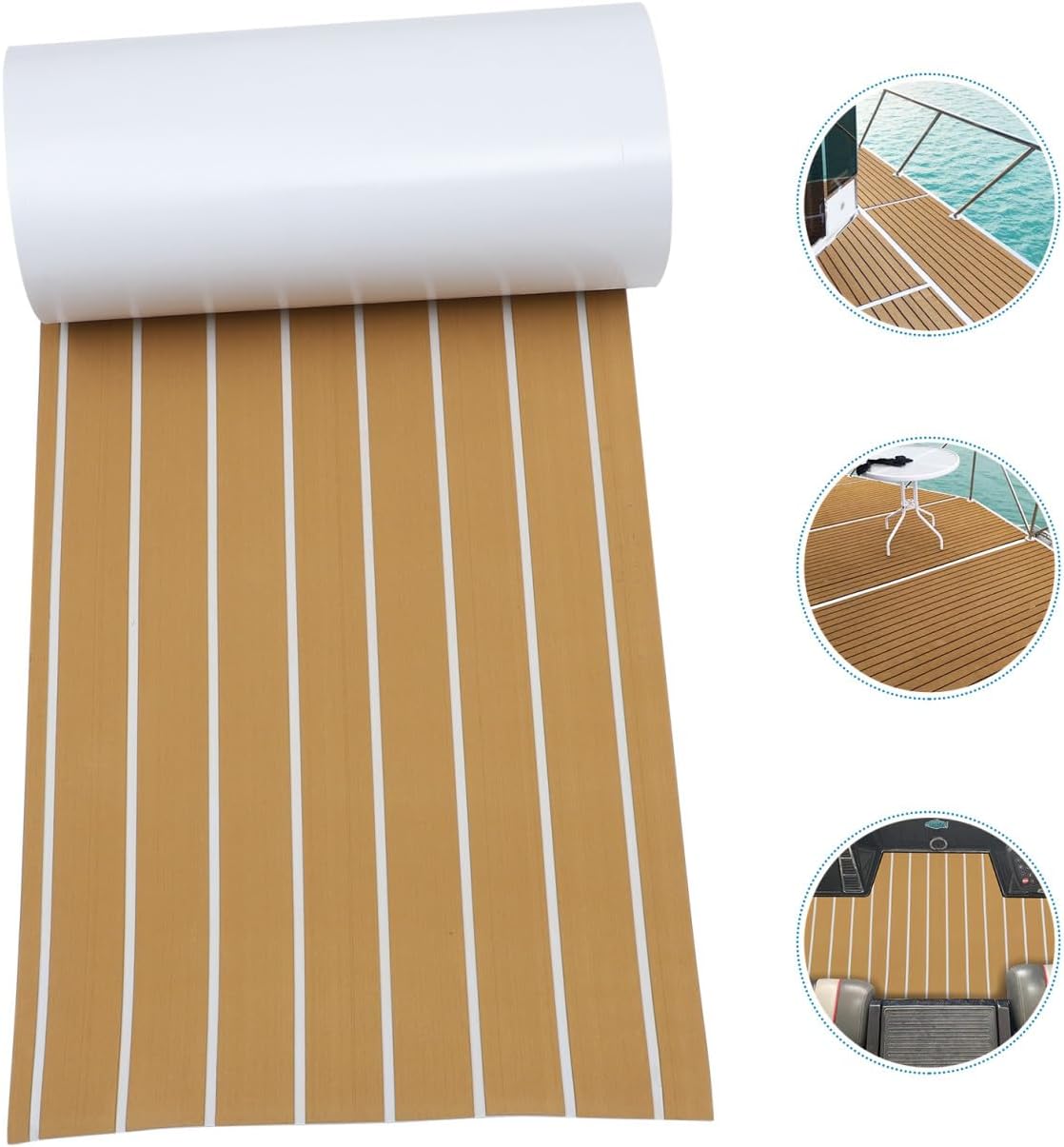 Non-Slip EVA Boat Decking Mat Self-Adhesive Faux Teak Flooring Sheet for Yacht and Marine Use Sturdy Easy to Install for Boats and RV