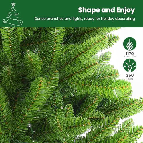 SHareconn 7.5ft Prelit Premium Artificial Classic Spruce Christmas Tree with Pre-lit 350 Warm White Lights, 1170 Branch Tips and Foldable Stand, Perfect Choice for Xmas Decoration, 7.5 FT, Green by SHareconn - Image 3