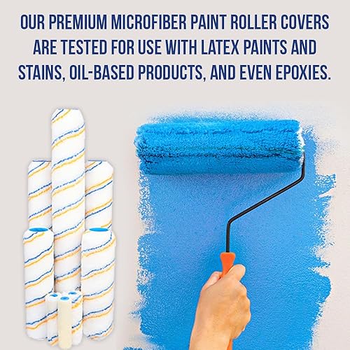 Miniatura 6 de True Blue - Cubiertas de rodillo de pintura profesional de 4 pulgadas, 4 pulgadas, lo mejor para todo tipo de superficies de pintura, paquete de