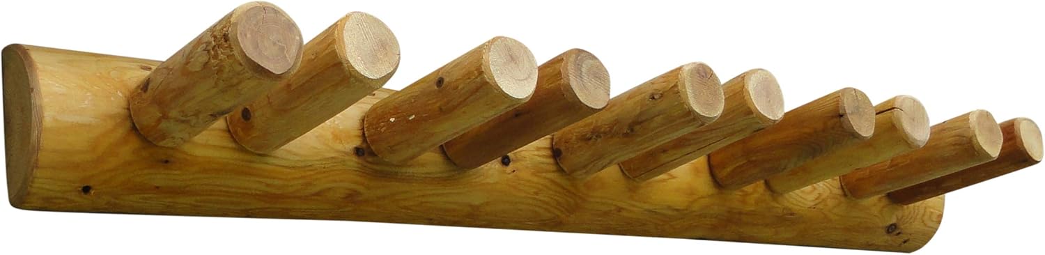 10-Place Wall-Mounted Ski Log Racks - Pole Organizer & Skis Wall Mount Garage Racks, Indoor & Outdoor Vertical Ski Holders for Walls, Hangers for Skis Indoor Storage - Natural