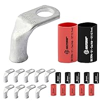 Vista 259 de SELTERM 25 piezas de lengüetas de cable de batería de cobre estañado de grado marino de 2/0 AWG de 3/8 pulgadas, terminales de anillo de calibre 00