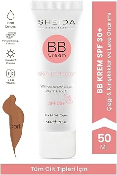 Sheida BB Cream Skin Perfector, SPF 30+, Mat Bitiş, Kırışıklık Karşıtı, Ton Eşitleyici, Dark, 50 ml