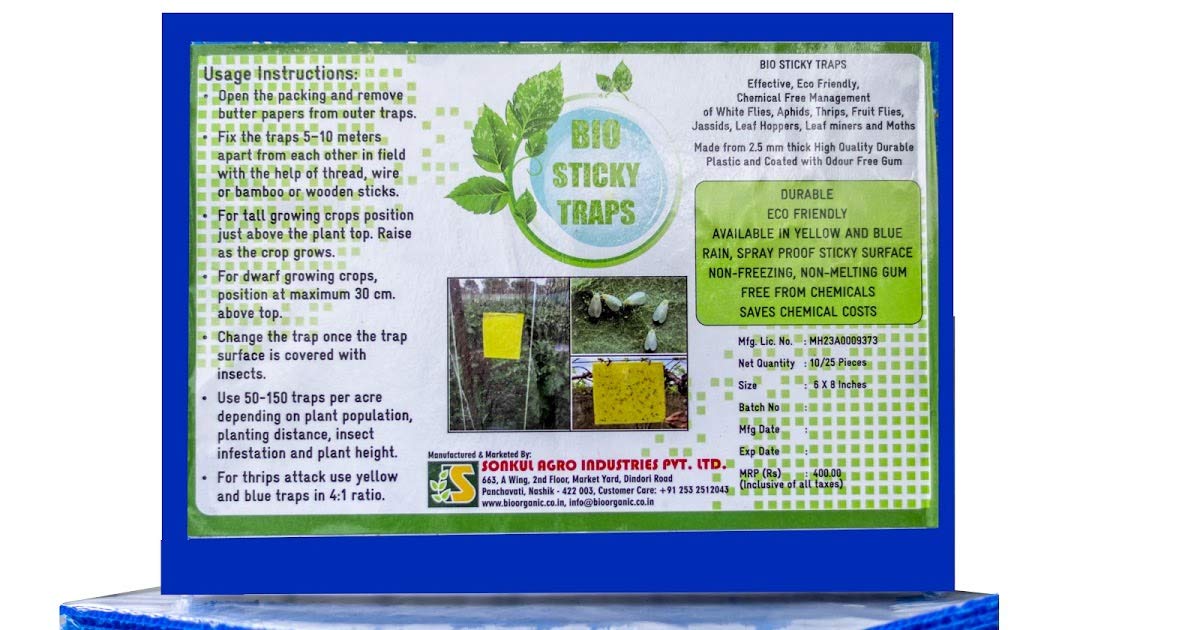 Insect Killer Yellow & Blue Combo Sticky Trap Non Toxic and Chemical Free Fly Trap/Insect Catcher/Sticky Pads for Insects, Whiteflies, Aphids, Leaf Minor, Thriphs (5 Yellow & 5 Blue Pieces)