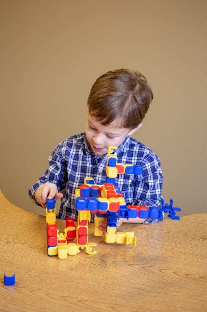 POPULAR PLAYTHINGS LinkaBlox Deluxe Snap Together Building Toy, Click Block Construction Set for Kids, Stem Play Ages 4 & Up – 126 Pieces