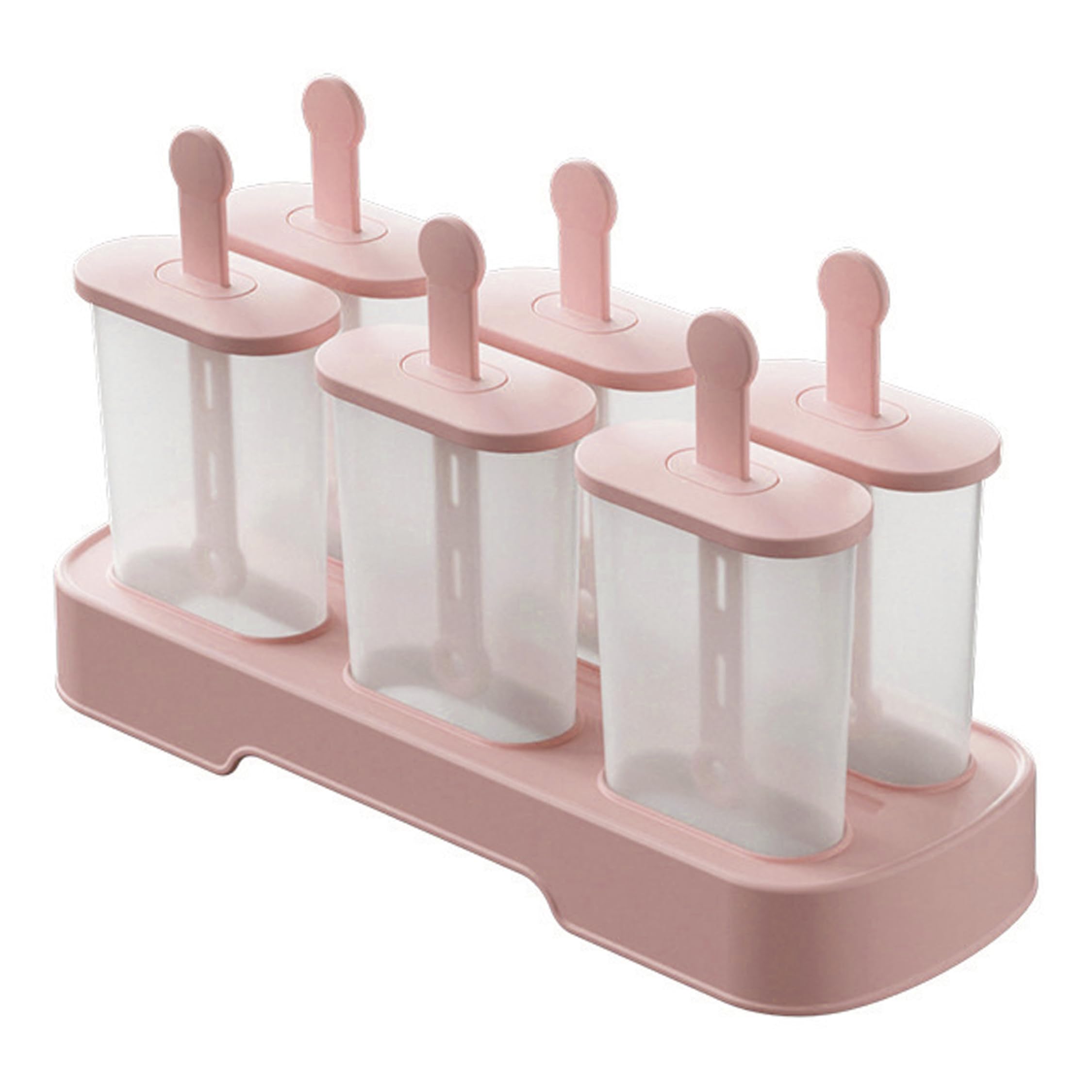 Ice Lolly Mould, 6-Cavity Silicone Popsicle Molds Easy Release Baby Ice Lolly Moulds with Sticks - BPA Free - Blue Cream Mold for Kids Adults DIY(Pink)