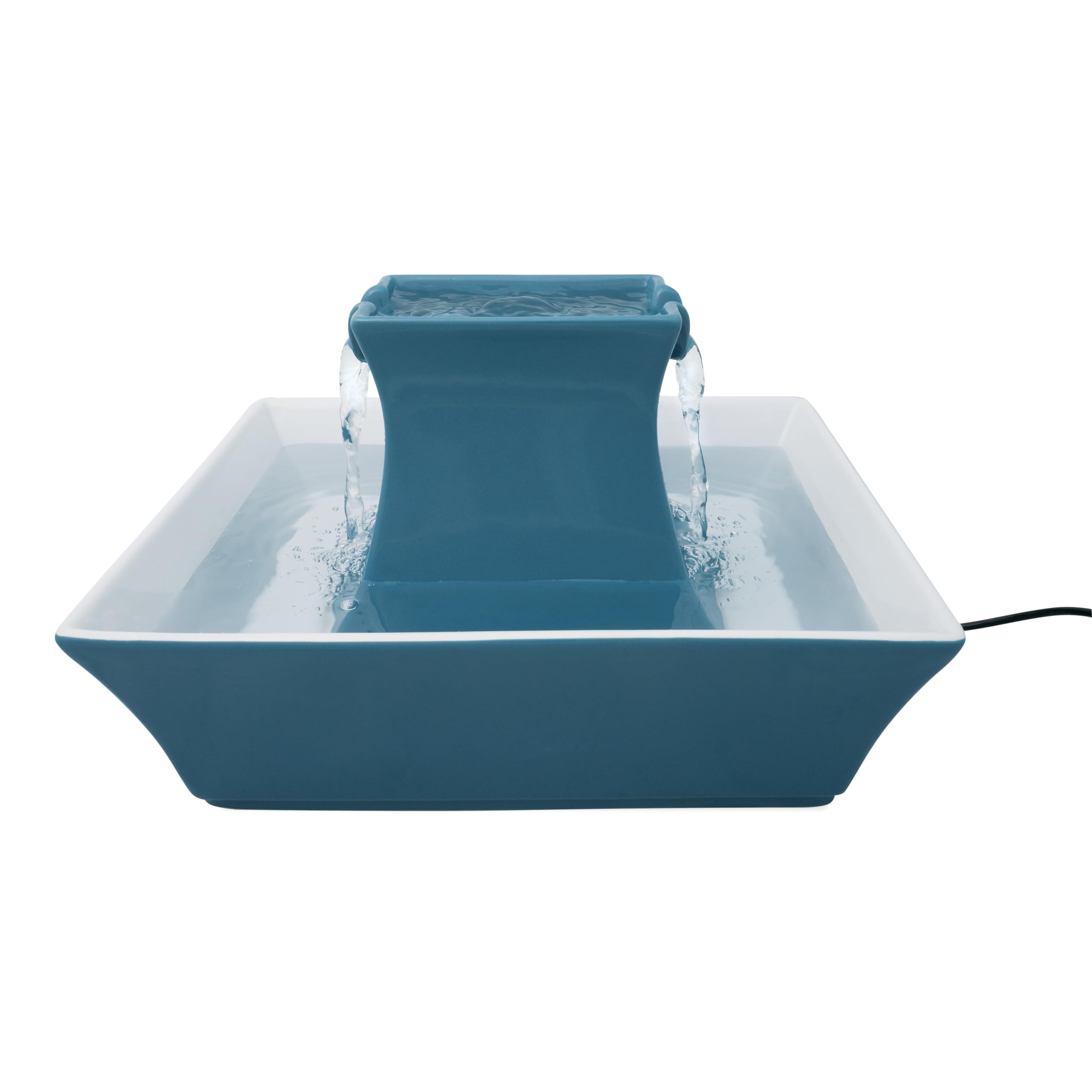 PetSafe Drinkwell Pagoda Fuente de Cerámica, 2L, Azul | Diseño Minimalista, Capacidad 2 Litros, Para Perros y Gatos