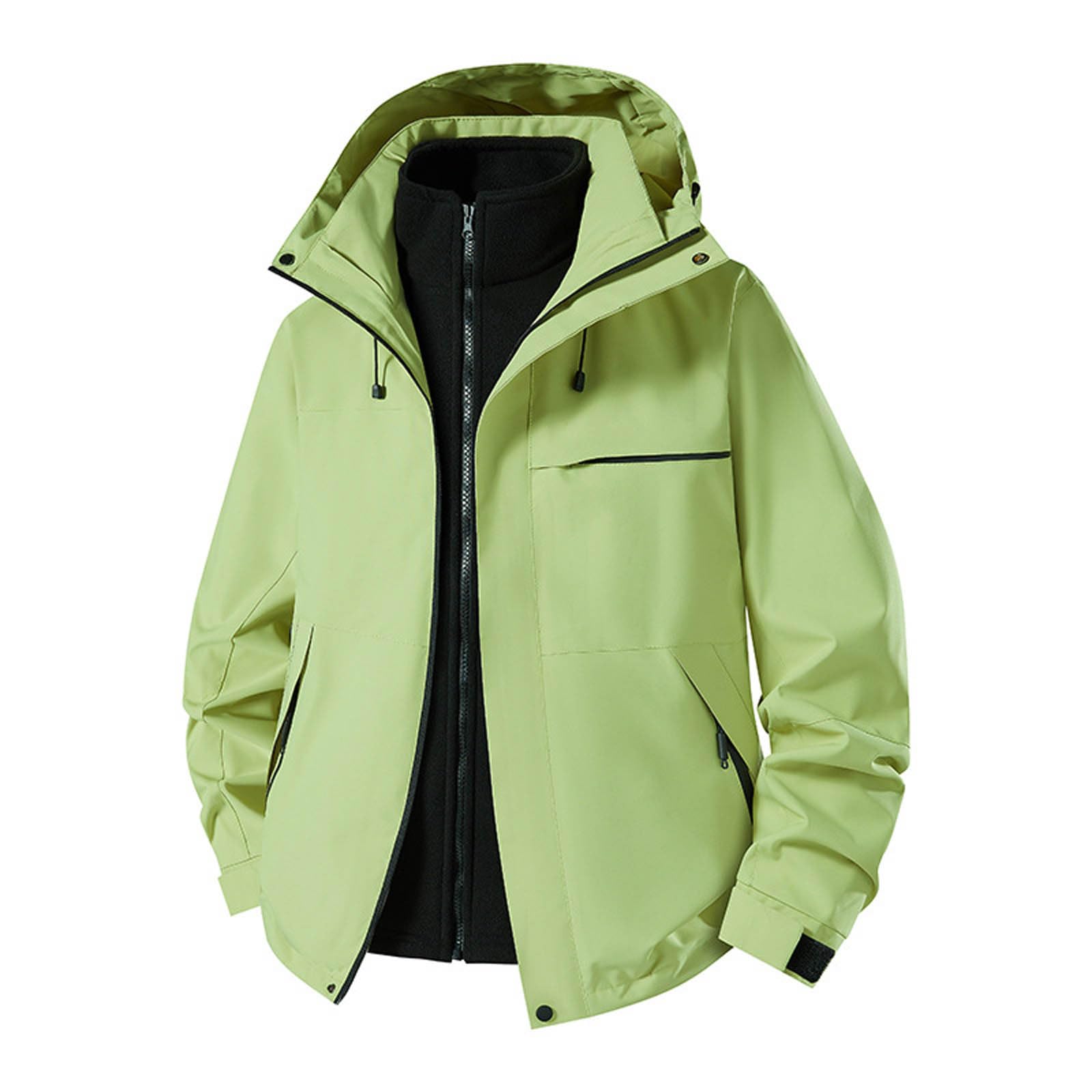 Chubasquero para hombre 3 en 1, chaqueta de senderismo impermeable con capucha, forro polar cálido, chaqueta de esquí, chaqueta funcional, chaqueta de ciclismo, chaqueta cortavientos, chaqueta espesa