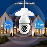 Light Bulb Security Camera Wireless Outdoor for Home Security, 2K Light Bulb Camera, 5G WiFi Lightbulb Security Camera Light Socket Screw in for Porch, Color Night Vision, Motion Alerts, Siren Alarm
