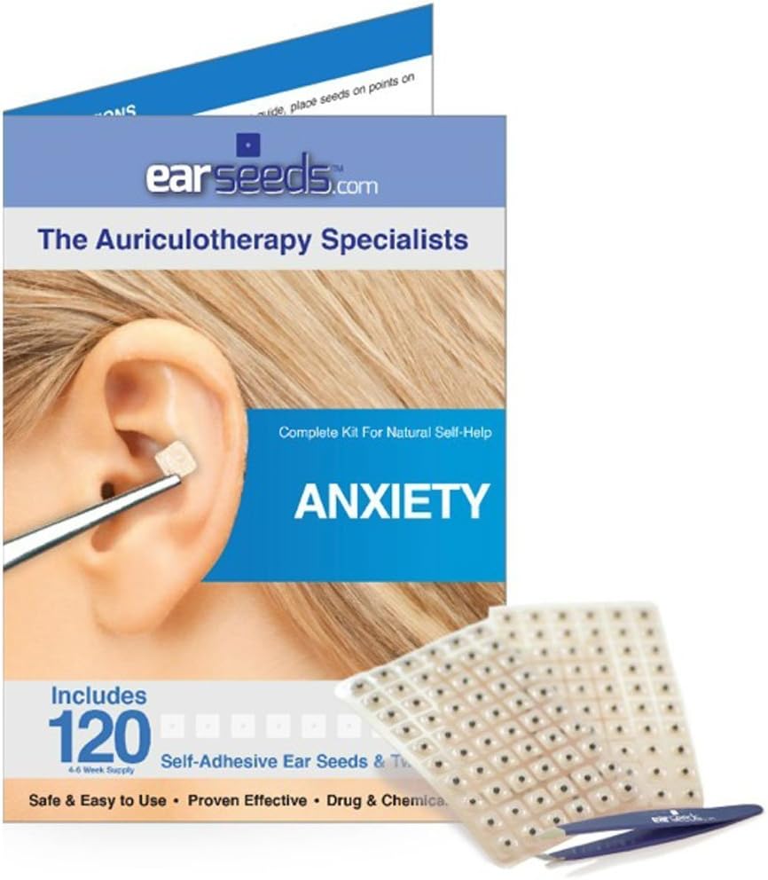 Anxiety Ear Seed Kit- 120 Ear Seeds, Stainless Steel Tweezer