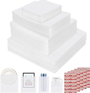 260pcs Cushioning Foam Pouches Moving Supplies, 4 Sizes (12x12inch,12x12inch sheets,12x7.5inch,7.5x7.5inch) Use Packing Supplies for Moving, Packaging, Storage Incidental 60 Fragile Stickers, clear