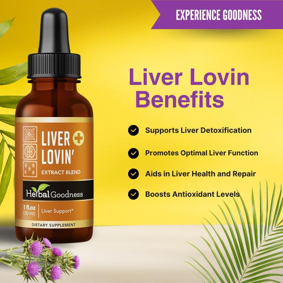 Liver Lovin 1oz - Premium Liver Cleanse Detox Herbal Health Formula - Formulated with Milk Thistle Chanca Piedra & More Organic Herbs, Liver Vitamins Liquid Drops - Limpieza De Higado Graso - 1 Bottle