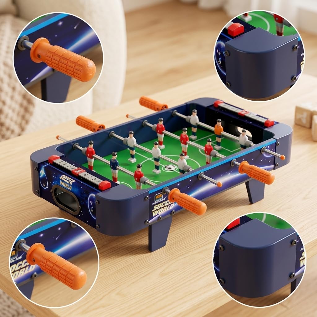 Mini Tischkicker für Jugend, Tischfussball Spieltisch aus Holzwerkstoff, Kompakter Kickertisch 53 cm