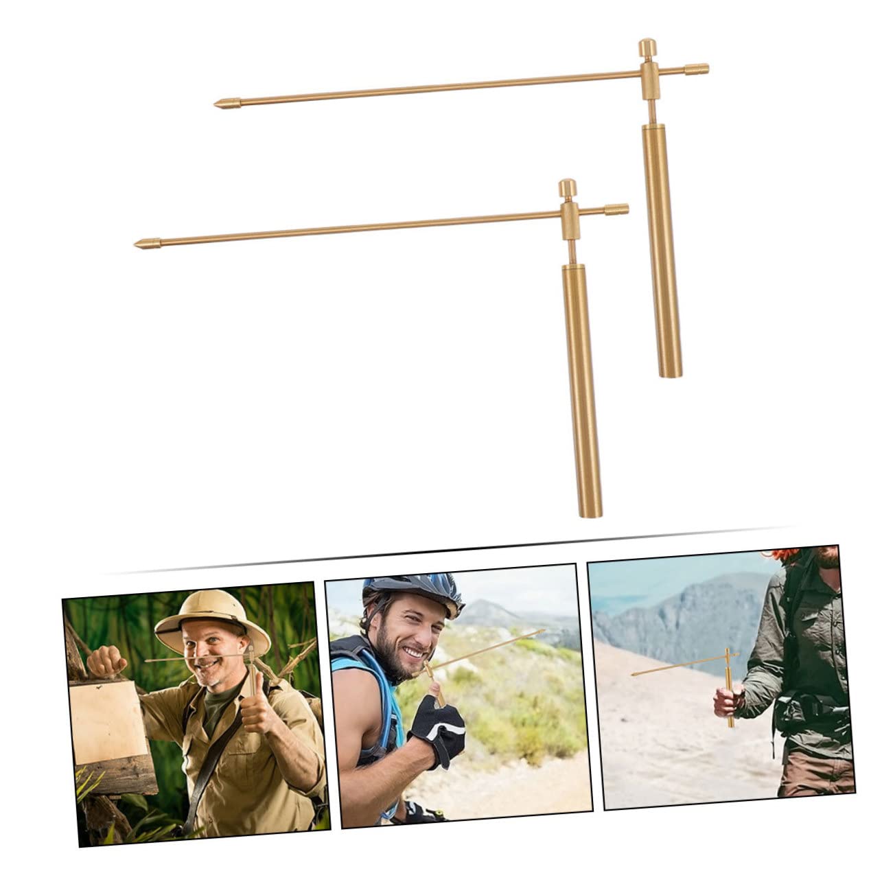 2pcs Copper Water Dowsing Rods Portable Divining Probes with Smooth Surface and Storage Bag for Outdoor Radiesthesia and Spirit Detection