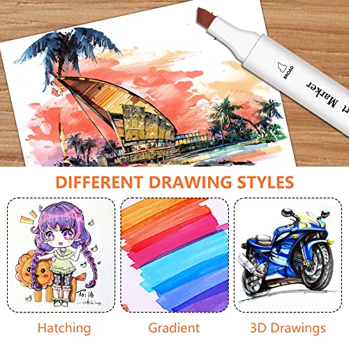 Restly Premium 40 Alcohol Markers Brush Tip For Drawing & Sketching – Stunning Dual Tip Coloring Pens For Kids & Adults – Alcohol Based Coloring Markers For Adult Coloring Painting, Calligraphy #TOP6