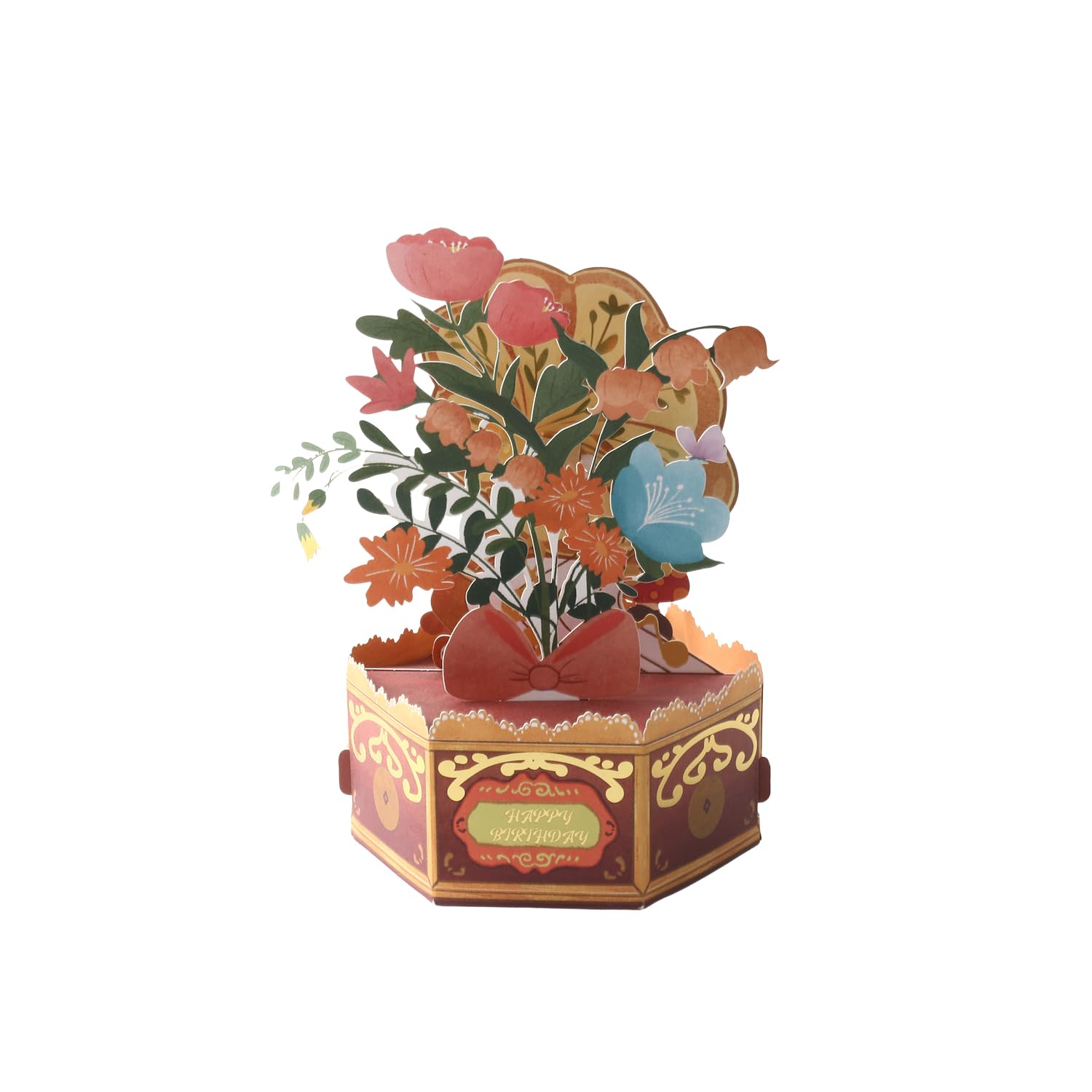 SATONA Tarjeta de cumpleaños 3D de hadas emergente, diseño de bosque encantado hecho a mano con flores y animales lindos, tarjeta de felicitación de fantasía única para niñas, mujeres y amantes de los