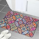 MOIAVAN Mandala Cushioned Kitchen Mat Non Slip, Super Absorbent Quick Dry Thin Comfort Floor Mat Low