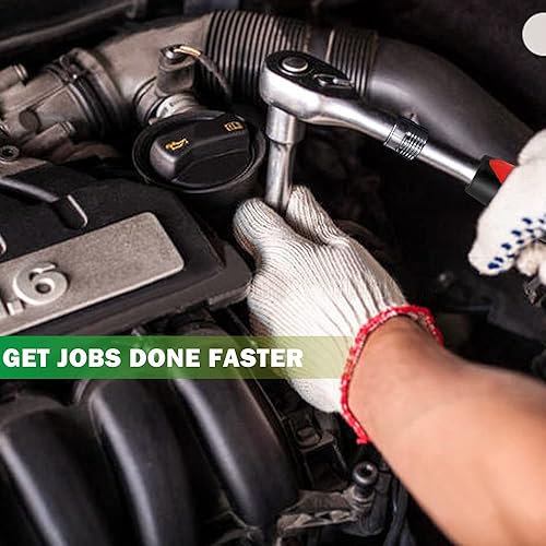 Miniatura 5 de Llave de trinquete cuadrada de 1/4 "de liberación rápida telescópica con mango de longitud reversible de 72 dientes