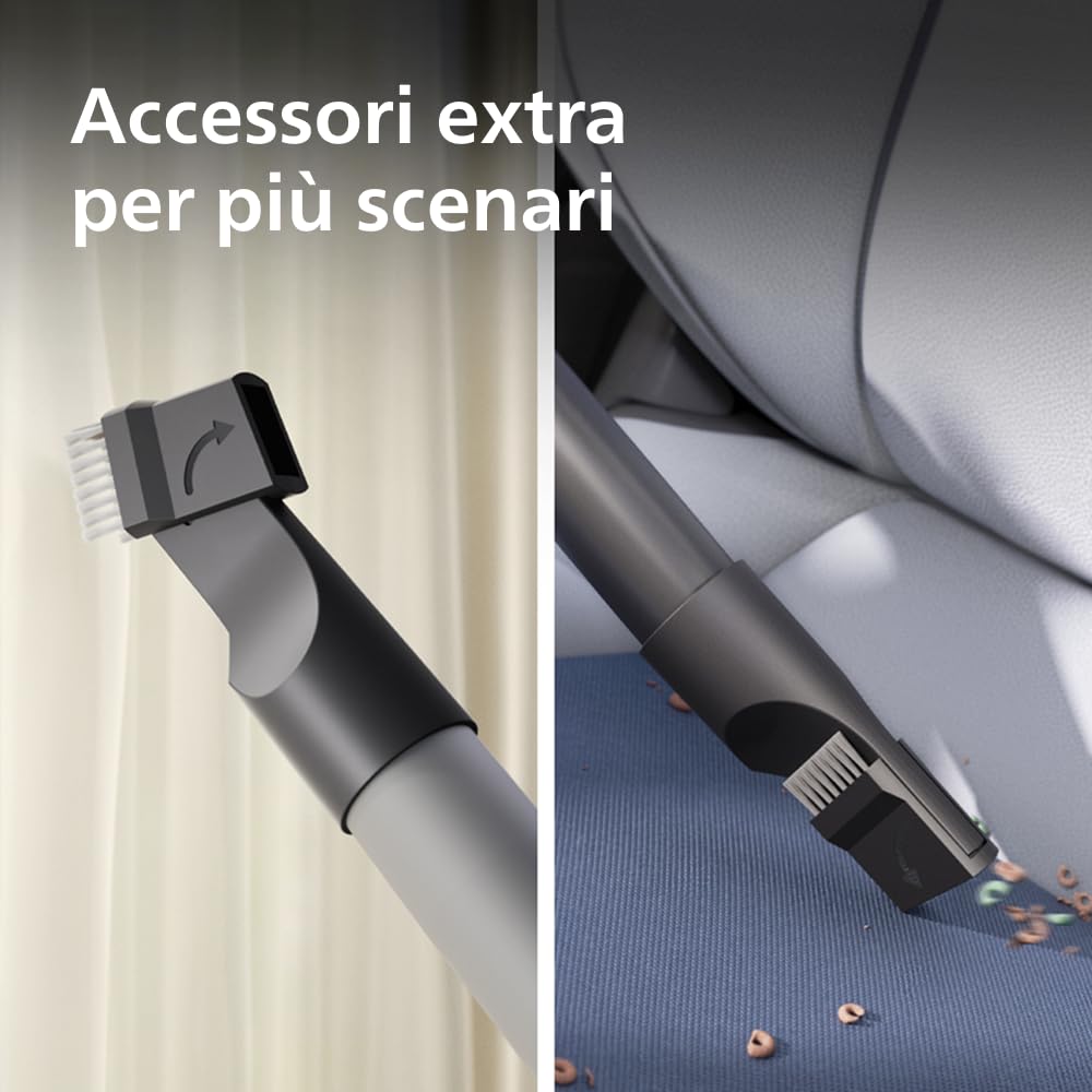 ‎Philips Serie 2000 Aspirapolvere con Sacchetto – Compatto e Leggero, 800W, Filtro HEPA Cattura il 99,9% della Polvere, Bocchetta Multiuso, Raggio d'Azione 9m, Sacchetto Polvere Grande (XD2142/12)