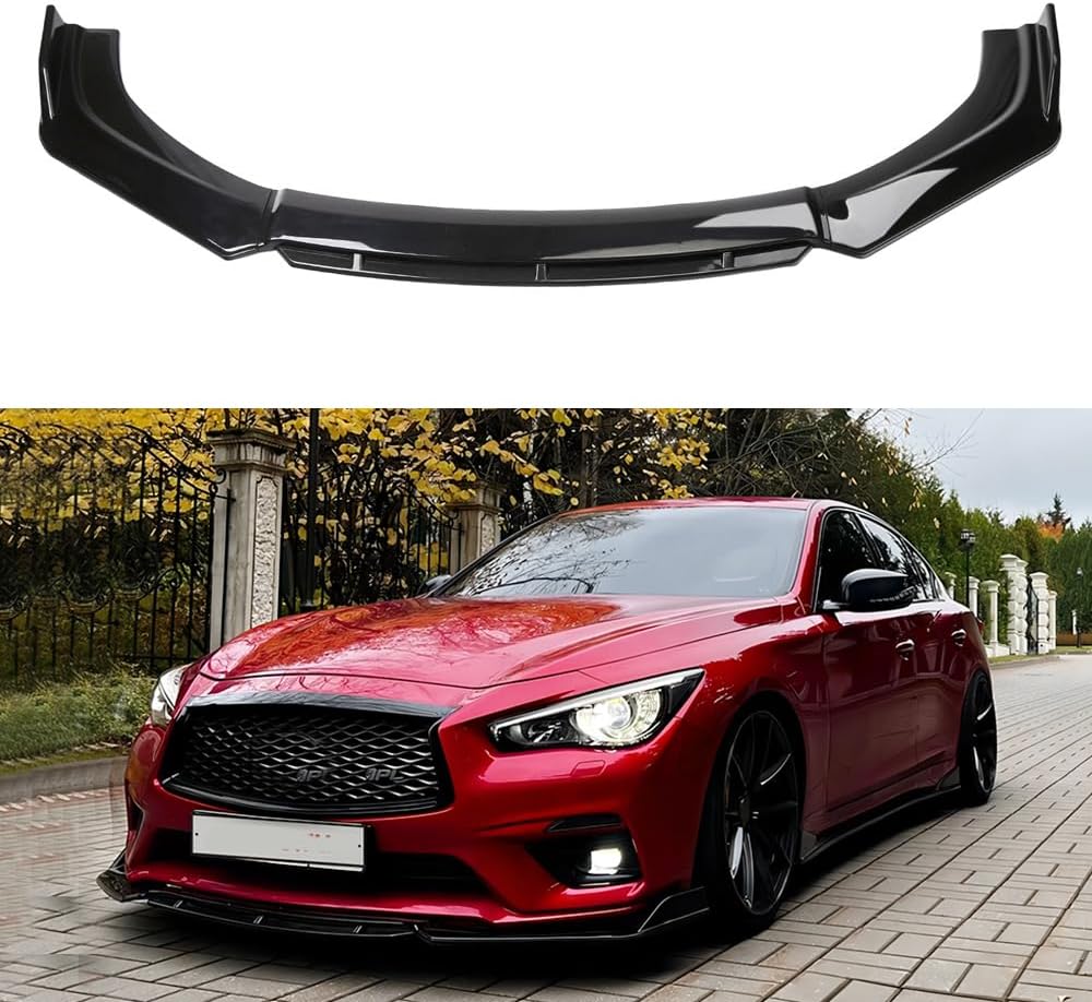 - Universal Front Bumper Lip Body Kit ABS Glossy Black Front Lip Spoiler Diffuser Front Bumper Lip Spoiler Wing Body for Most Vehicle
