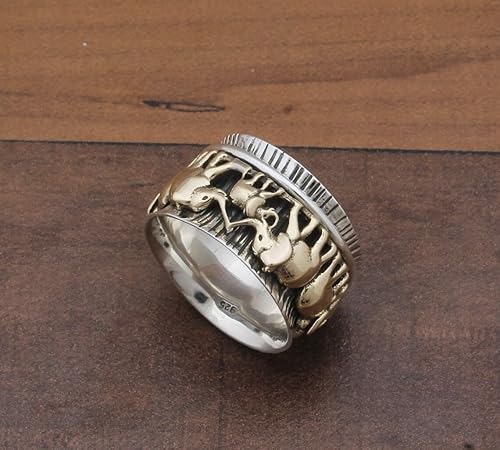 Miniatura 3 de Elephant Spinner Ring, 925 Sterling Silver Spinner Ring, Elephant Wide Ring, Handmade Spinner Ring, Elephant Fidget Spinner, Elephant Meditation,