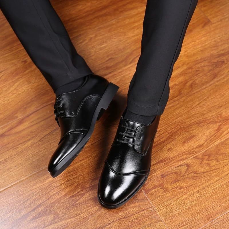 Mens British Lace-Up Business Casual Leather Work Shoes Wedding Dress Office Formal Footwear Stylish Comfort2