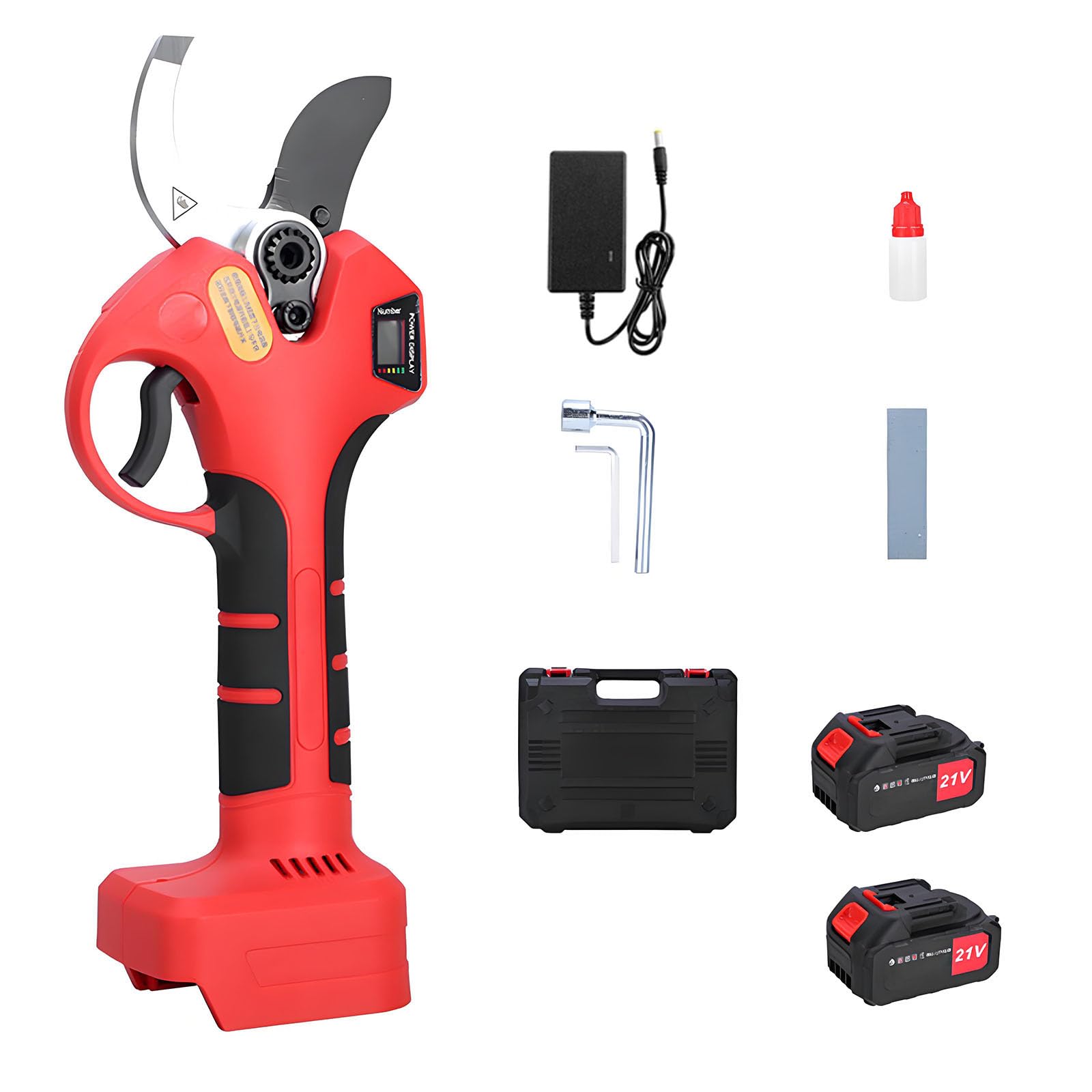 Przenośny Sekator, Sécateurs De Jardinage Portables Sans Fil, Diamètre Coupe 50mm, Sécurité Interrupteur, Lame Acier Carbone Sk5, Affichage Led, Pour Jardinage, Vigne, Arbre Fruitier
