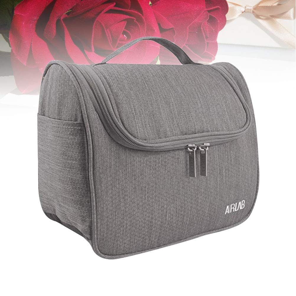 2 trousse da toilette grandi, portatile, multifunzione, impermeabile, da appendere, da viaggio, colore: grigio, Grigio