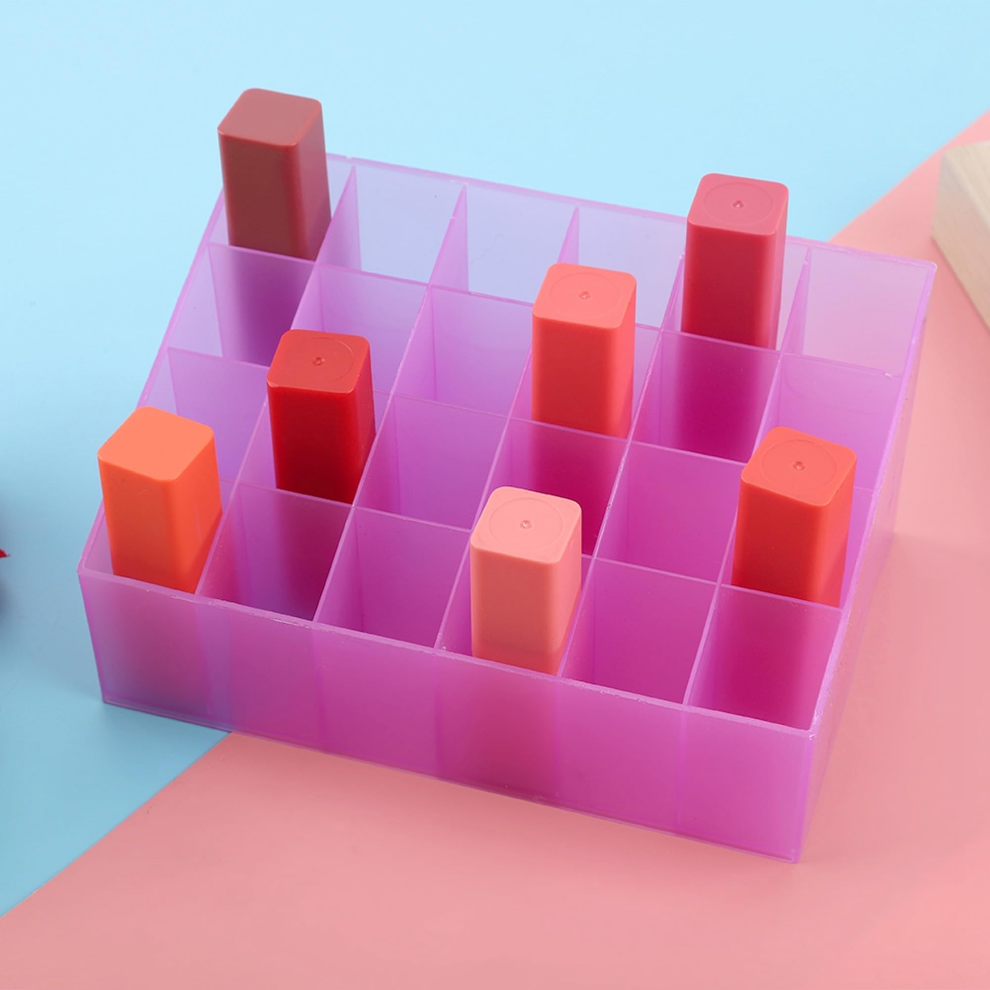 24 Grids Cosmetic Stand, Lipstick Storage Display Box and Makeup Holder, for Lipstick, Lip Gloss and Brushes, Beautiful Color with Design