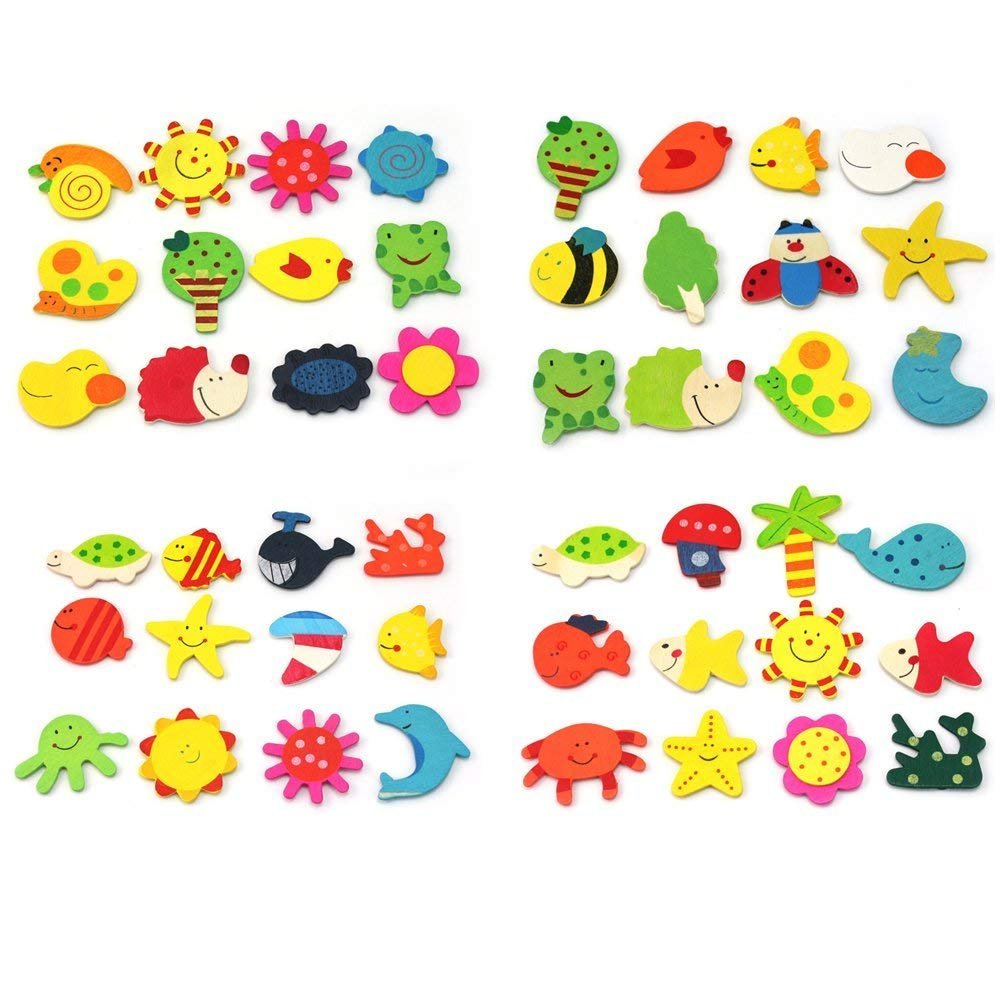 R H lifestyle Cute Colour Wooden Cartoon Nature Theme Fridge Magnets Refrigerator Stylish,Decorative Items for Kitchen Fridge Magnets Set Pack of 40 pcs (Multicolour) HNK2929