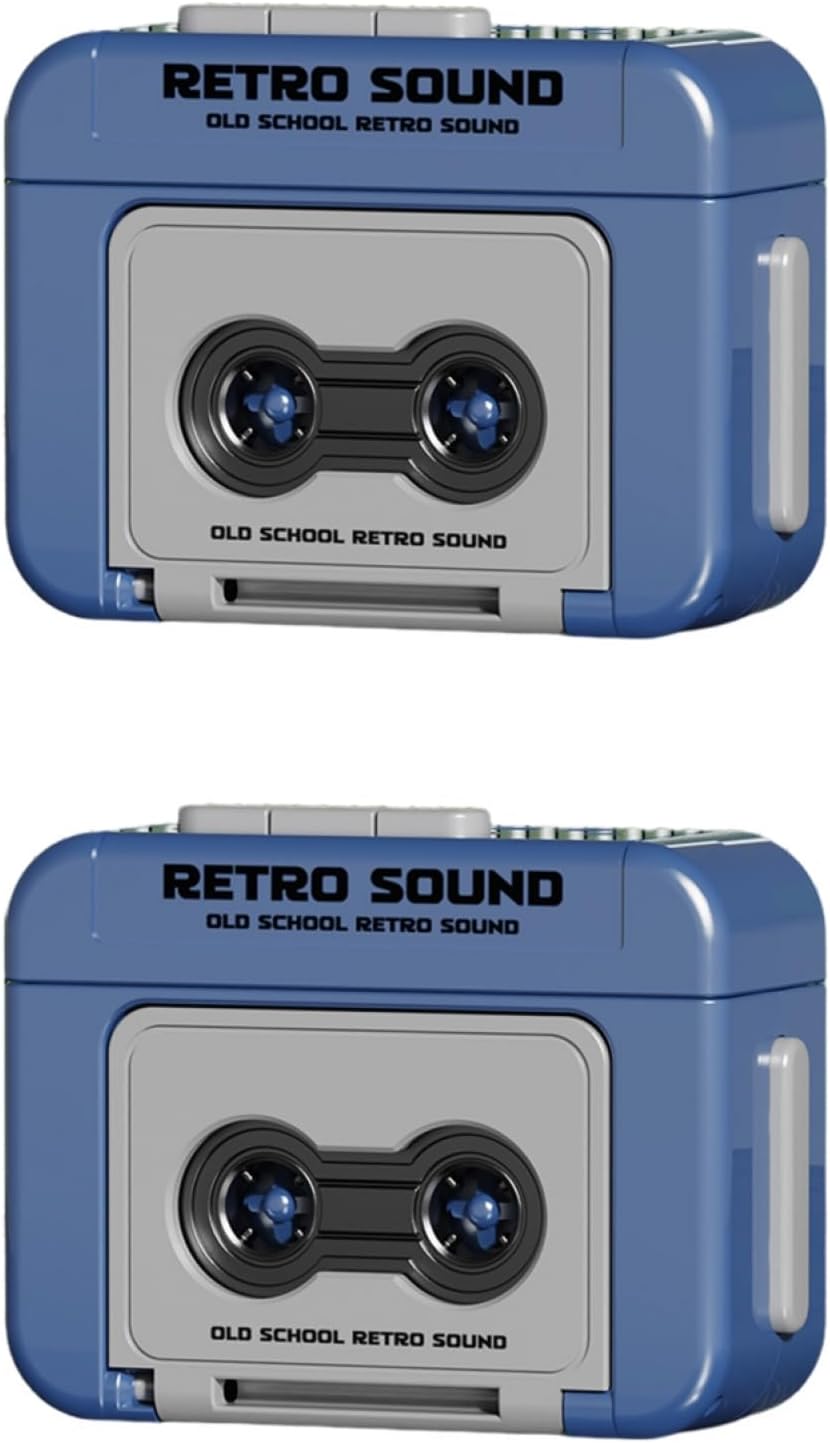 Funny Keychain, 2 Pieces Stranger Gadget Things, Mini Cassette Recorder, Retro Sound Keychain, Retro Tape Recorder Keychain, Decoration Gifts, Retro Keyboard With Music, Can Play, Blue, Fare