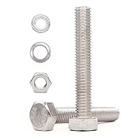 Vista 7 de BinifiMux Juego de 10 tornillos y tuercas hexagonales M8, 1.969 in, 304/18-8, DIN933, acabado liso