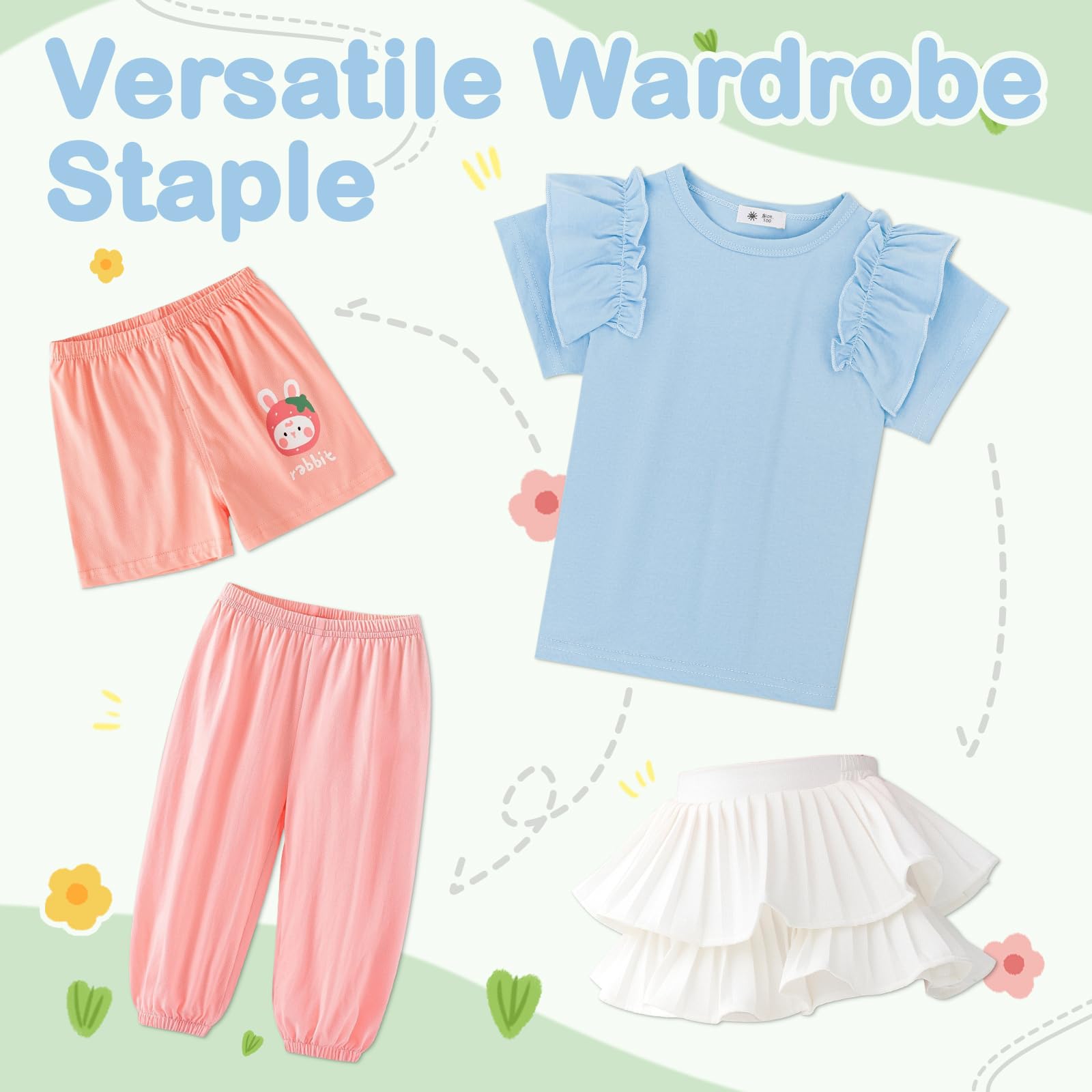 KAKU NANU Camiseta Niña Manga Corta Tops 3-10 Años Lisas Camiseta de Algodon Ropa Verano Niña Blanca Amarilla Rosa Lila Azul