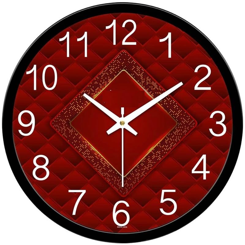 Devansh Crafts Clock Decorative Designer Latest and Stylish Glass Analog Wall Clock Suitalbe for Living Room Hall Bedroom, Office (Crimson Diamond Illusion)