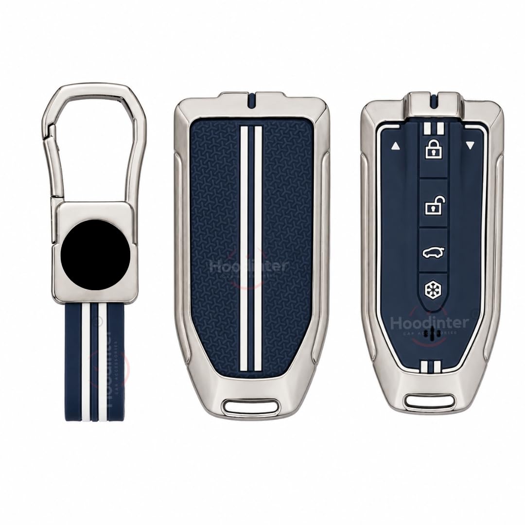 Metal Car Key Cover for Mahindra BE6, XEV 9E, XEV 9S, XUV 7XO (2025-2026) | 6 Button Smart Key | Premium Alloy Smart Key Case with Silicone | Full Signal Access - Blue-image-12