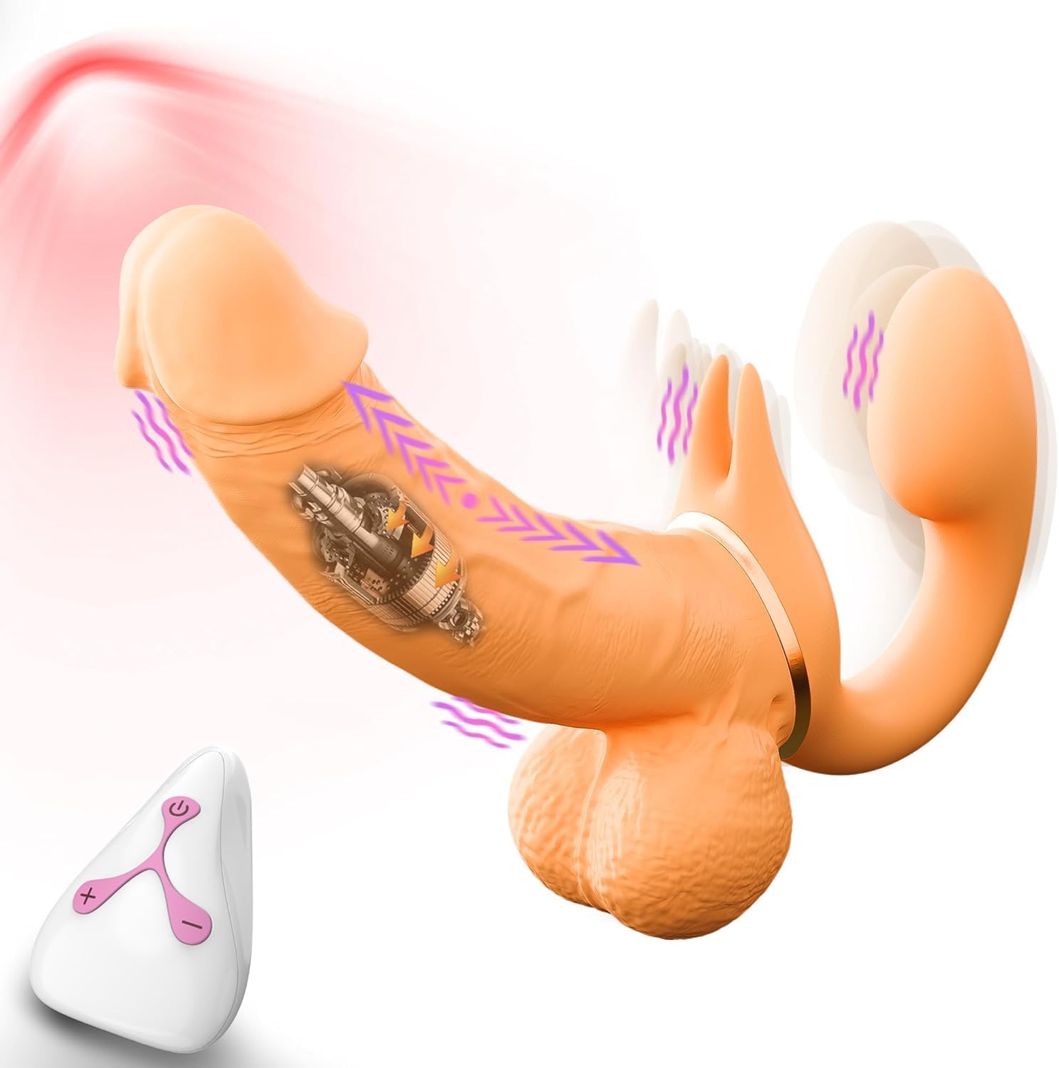 LOJOYKE Strapless Strap-On G-Spot Dildo Vibrator - Double Ended Dildo with 9 Vibrating & 9 Thrusting Modes, 360°Bendable Tail Realistic Dildo with Remote Control, Adult Sex Toys for Woman Lesbian