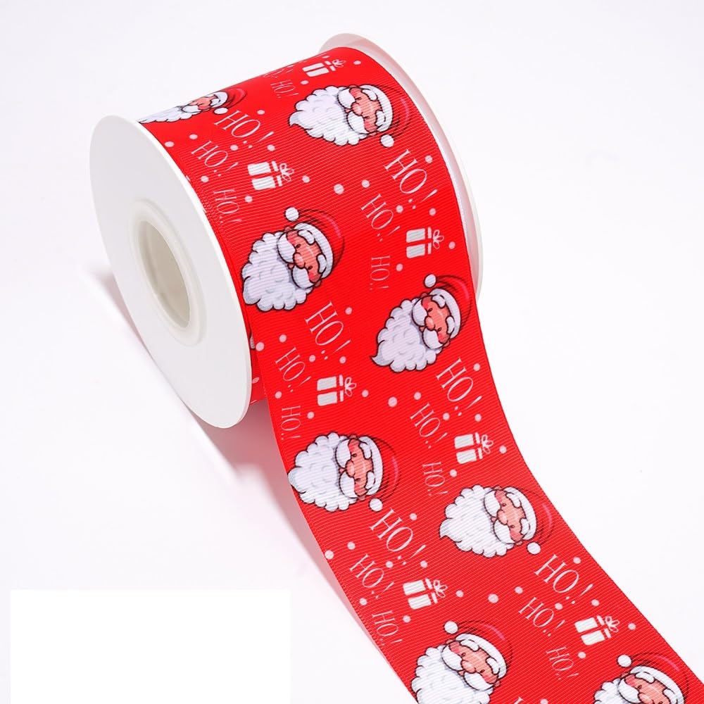 Christmas lineprint Pattern Ribbon, 5 Yards DIY Handmade Hair Accessories Material, Bow Decoration Holiday Decoration (Color : 72914, Size : 38 mm Satin)