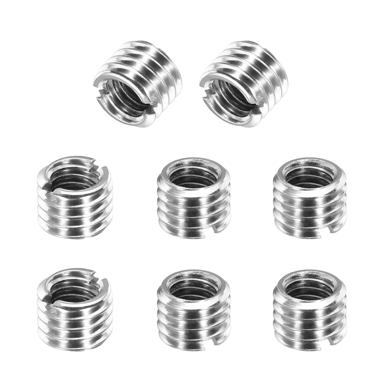 sourcing map 8Pcs 316 Stainless Steel Thread Reducing Nuts, M8x1.25 Male to M6x1 Female 6mm Long Metric Repairing Insert Nut Screw Threaded Adapters Sleeve Reducer Conversion Fastener